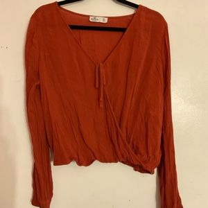 Long Sleeve Cropped Wrap Top